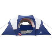 HG front view of 10-person dome tent showing roomy entrance and rainfly benefit