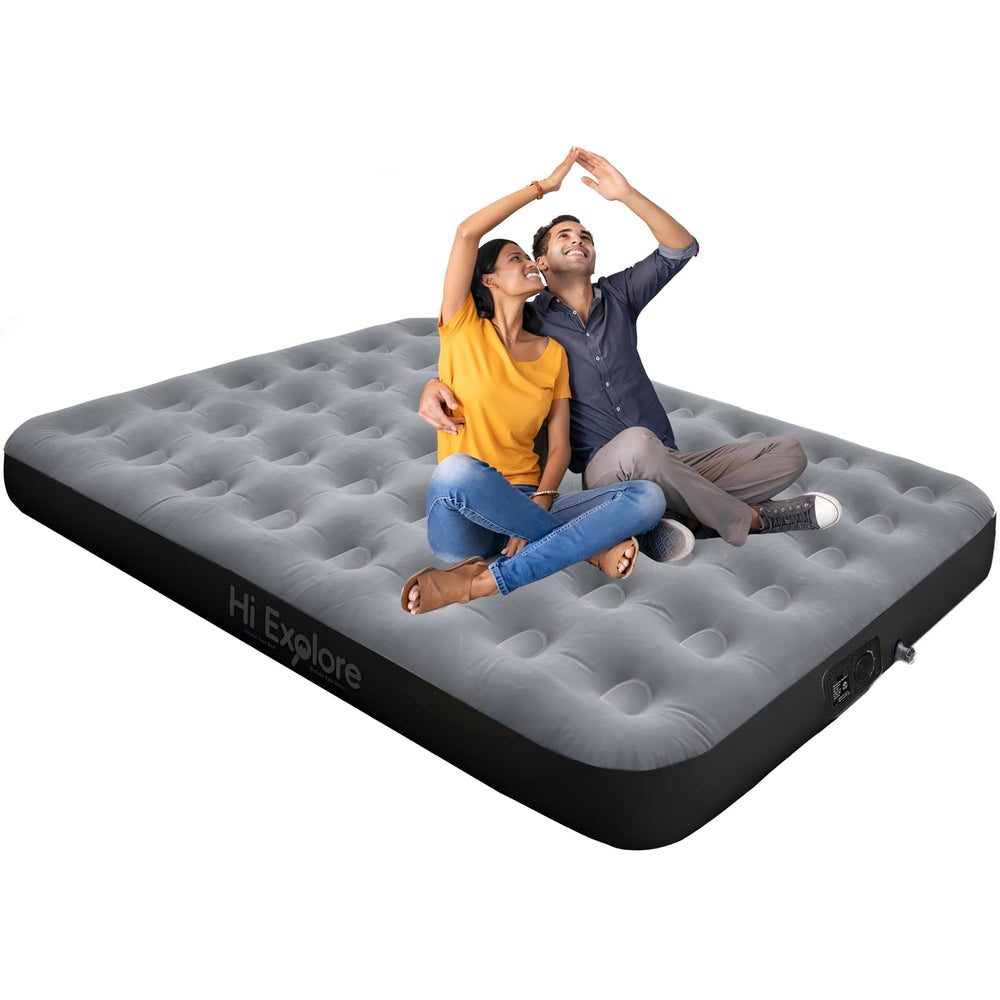 Hi Explore front view of full 10 inch air mattress showing raised sleeping surface and durability benefit