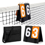 Hiboom front view of over-net scoreboard showing clear digits and compact frame benefit quick score checks