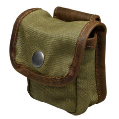 Hide & Drink front view of waxed canvas pouch showing durable closure and profile benefit