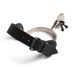Hide & Drink spur straps attached to boot in use demonstrating stability