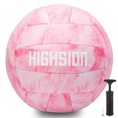 Highsion pink volleyball front view showing vibrant design and easy visibility