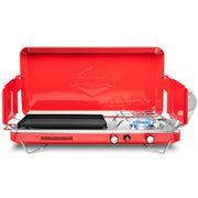Hike Crew front view of closed stove briefcase showing handle and latch, easy portability