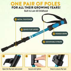 Hiker Hunger Outfitters flip-lock detail shows durable metal locks for secure length setting