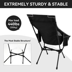Hikero frame base closeup highlighting wide-base aluminum for stable seating