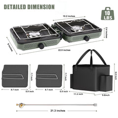 Hisencn open stove with two griddles ready for cooking multiple dishes
