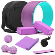 HNCTINNO kit front view showing wheel blocks strap and ball for versatile stretching