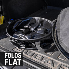 Ho Stevie! bucket folded flat illustrating compact storage saving space