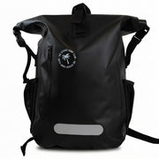 Ho Stevie! front view of 25L waterproof backpack showing roll-top and logo, durable protection