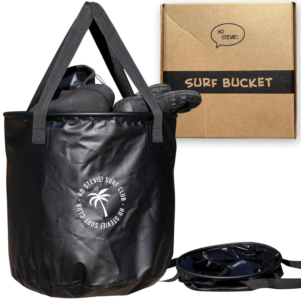 Ho Stevie! front view showing waterproof bucket and eco cardboard packaging benefit