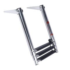 Hoffen ladder fully extended next to ruler showing 34.5 inch usable length