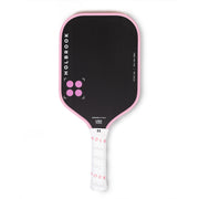 Holbrook paddle front view showing pink carbon face and tournament-ready design benefit: clear visual of paddle shape