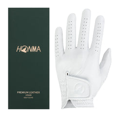 Honma glove palm close-up highlighting full-coverage sheepskin grip benefit
