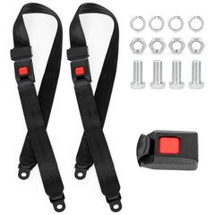 HOOKED ON GOLF front view of two-seat-belt kit showing quick install benefit