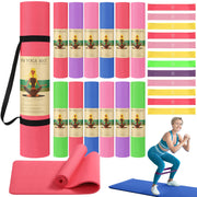 Hoolerry front view of set showing mats bands and straps, ideal for group classes