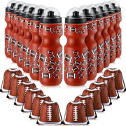 Hosuly front view of brown football water bottle, shows branding and easy grip