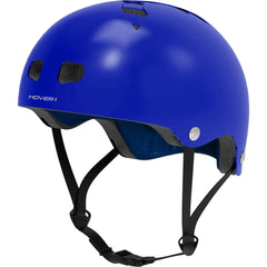 Hover-1 helmet front view showing blue hardshell and secure straps for safe rides