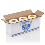 Howies front packaging showing nine white tape rolls and product benefits