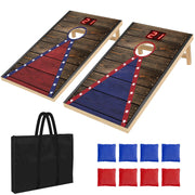 HQGZQL front view of electronic cornhole board showing compact travel-ready design
