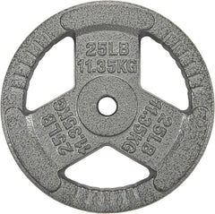 HulkFit 25 lb plate front view showing clear weight markings and compact design for easy loading