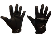 Hummingbird Sports front view showing black gloves and secure fit for youth players