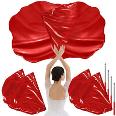HunnmingRe front view of four red flags and poles, ready for immediate performance