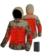 Hunt Quiet front view camo jacket showing pockets and fit for warmth