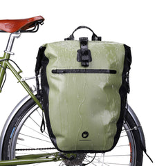 HUNTVP front view of army green pannier showing storage capacity and quick access