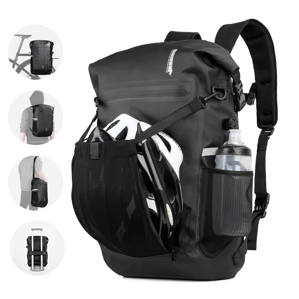 HUNTVP front view on rack showing secure rear-seat mounting and storage benefit