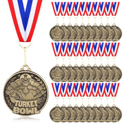 Huquary front packaging showing 30 gold turkey bowl medals and ribbons, perfect for giveaways