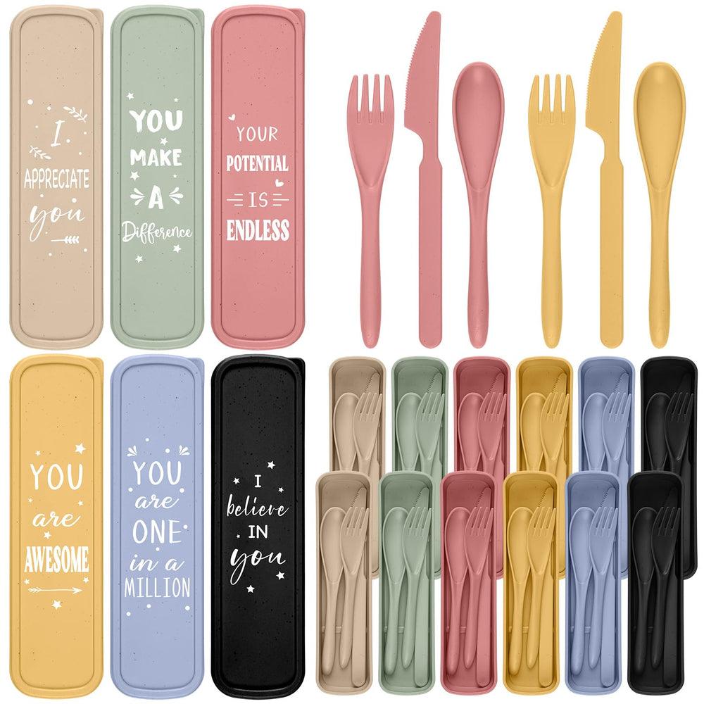 Hushee front packaging showing 12-pack colorful cases and utensils, convenient gift