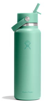 Hydro Flask front view showing Mermaid Green bottle and insulated benefit