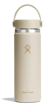 Hydro Flask front view in Coconut Cream showing sleek insulated bottle and logo, durable design benefit