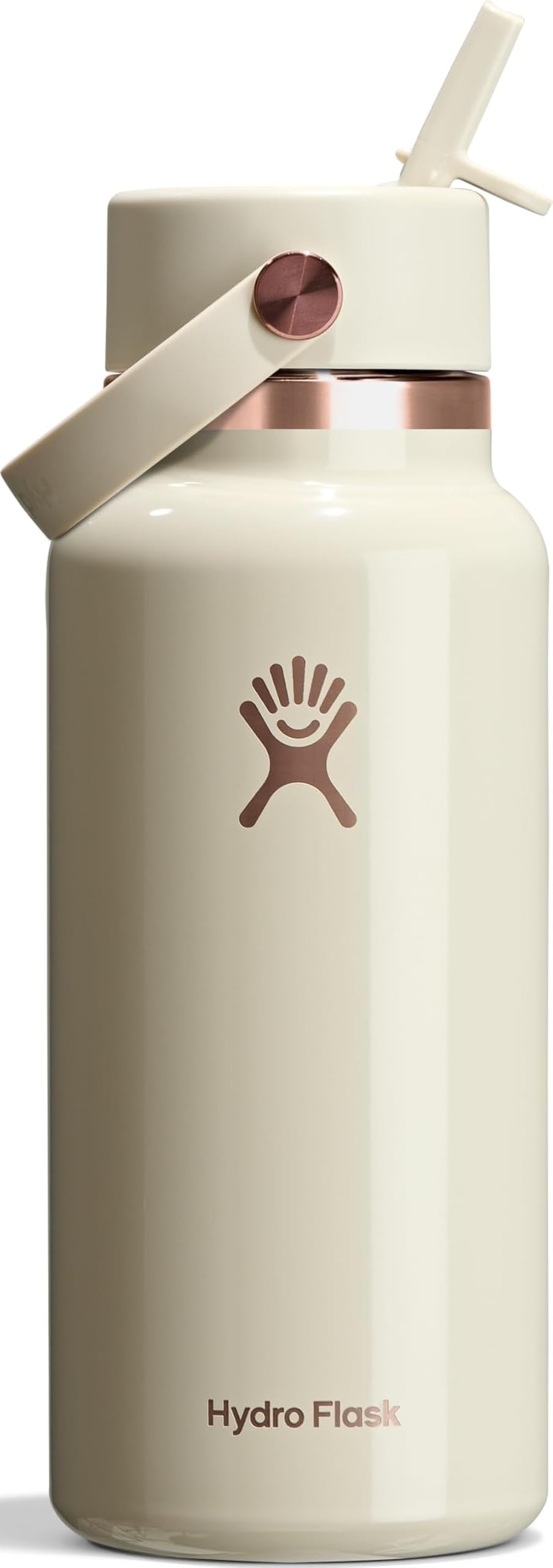 Hydro Flask front view linen rose gold showing bottle and color, stylish on-the-go hydration