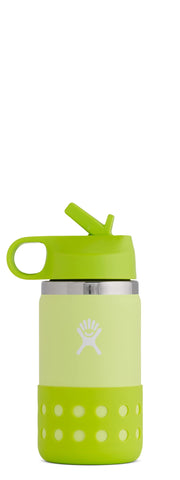 Hydro Flask front view of honeydew kids bottle showing shape and color benefit: easy grip