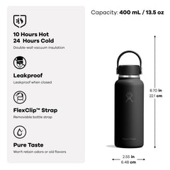 Hydro Flask side profile demonstrating slim portable size for easy carrying