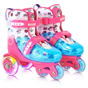 HYKID front view of skates showing packaging and colorful design for gifting
