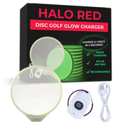 HYZER HOUND DISCS Halo Red front view showing compact UV ring and power button, easy storage benefit