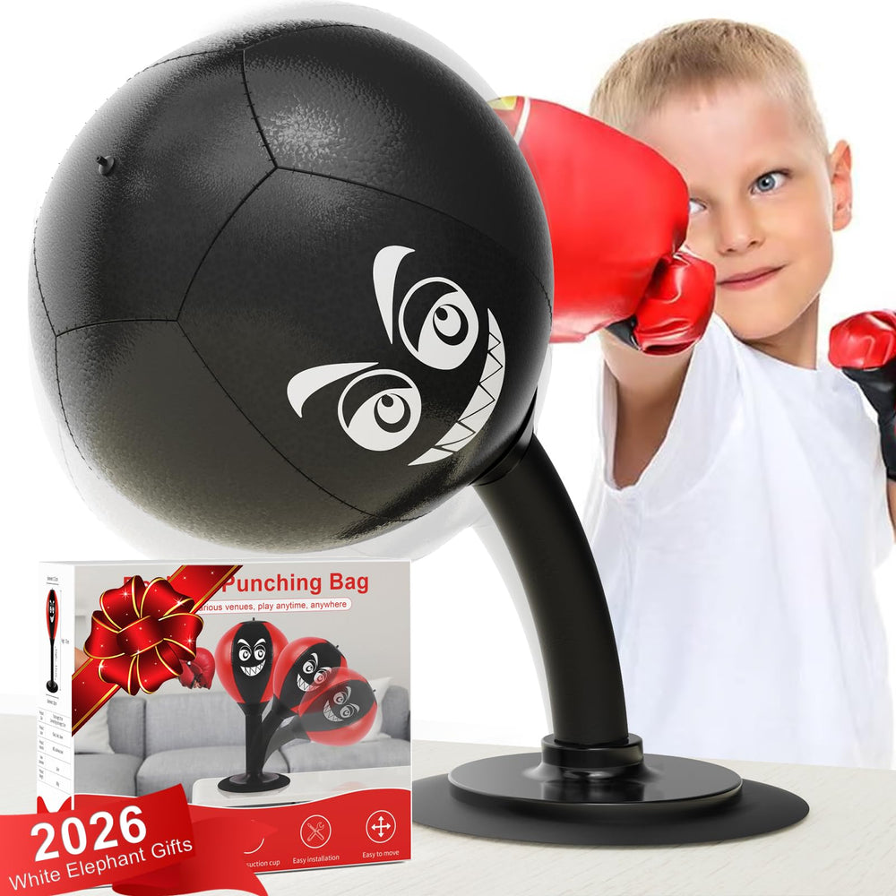 HZG front view of desktop punching bag showing compact design and easy setup