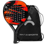 ianoni front view of racket showing shape and balanced design for control