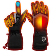 IFWATER front view of gloves showing battery pockets and adjustable straps for convenient warmth