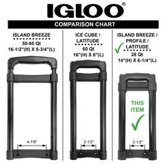 Igloo handle side profile highlighting telescoping construction for smooth towing