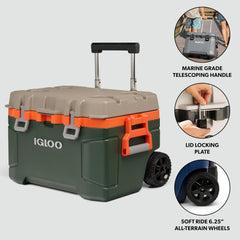 Igloo Trailmate Sportsman telescoping handle extended for easy towing