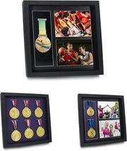 IHEIPYE front view of black 12x12 medal display showing neat presentation benefit