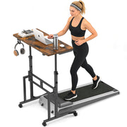 ikkle standing desk front view showing stable frame and brown MDF surface