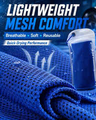 immoono towel wrapped around neck of runner providing instant cool relief