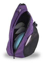 Infinite Discs Slinger Deluxe close-up of putter pouch holding two putters and oversized discs securely