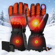 IPOW front view of gloves showing heated panels and wrist strap for warmth