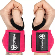 Iron Bull Strength front view of 18-inch wrist wraps showing secure fit and support