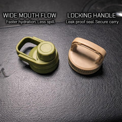 Iron Infidel wide mouth chug cap close-up for faster drinking flow